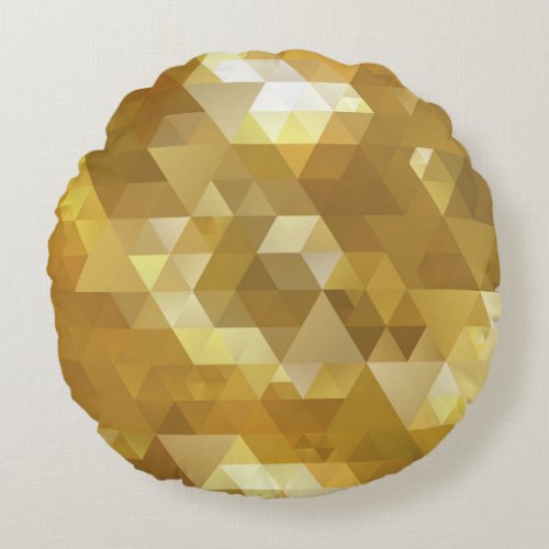 Abstract Gold Triangle Texture Round Pillow