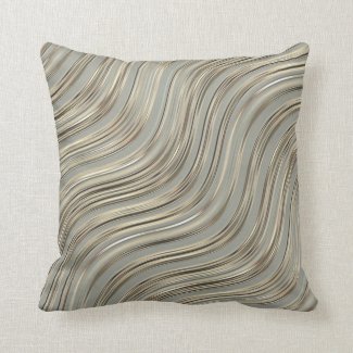 Abstract Gold Waves Throw Pillow