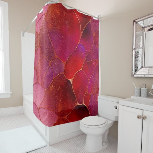 Abstract Gold web over Violet Purple and Magenta Shower Curtain