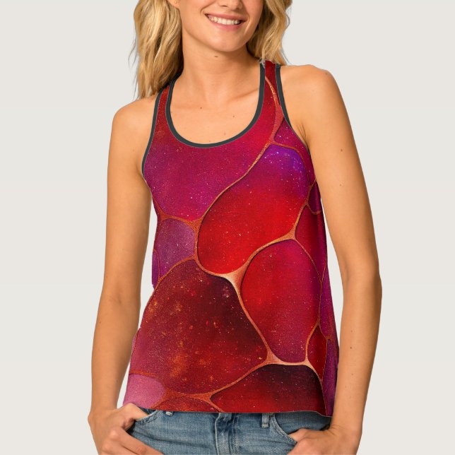 Abstract Gold web over Violet, Purple and Magenta Tank Top (Front)