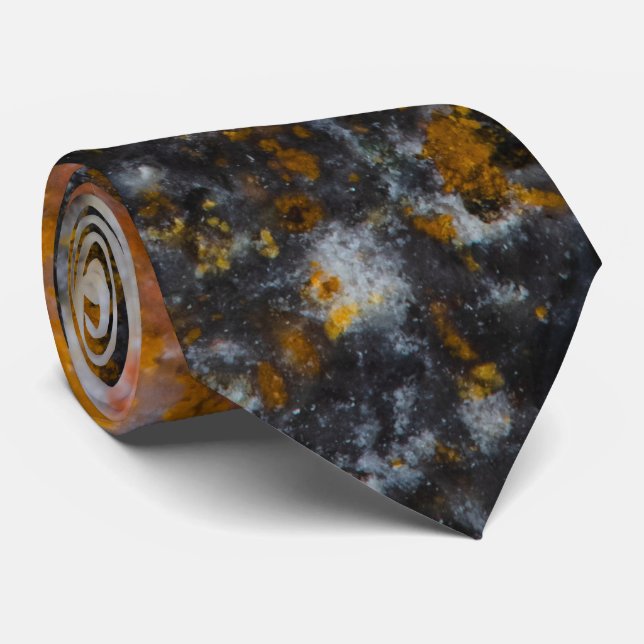 Abstract gold white lines rock texture neck tie (Rolled)
