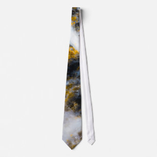 Abstract gold white lines rocky texture neck tie