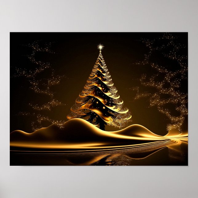 Abstract golden Christmas tree Poster (Front)