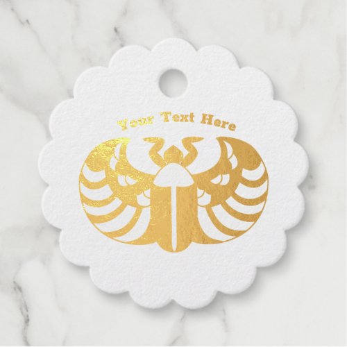 Abstract Golden Egyptian Scarab Beetle Stripes Foil Favor Tags