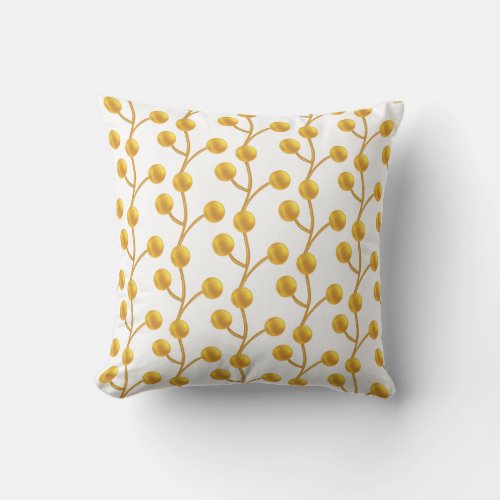 Abstract Golden Geometric Shape on White Throw Pillow
