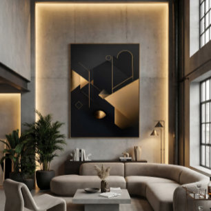 Abstract Golden Geometry Poster