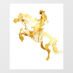 Abstract Golden Horse and Rider Wall Decal