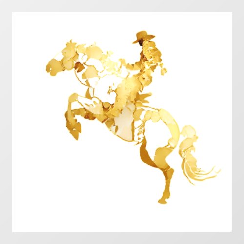 Abstract Golden Horse and Rider Window Cling