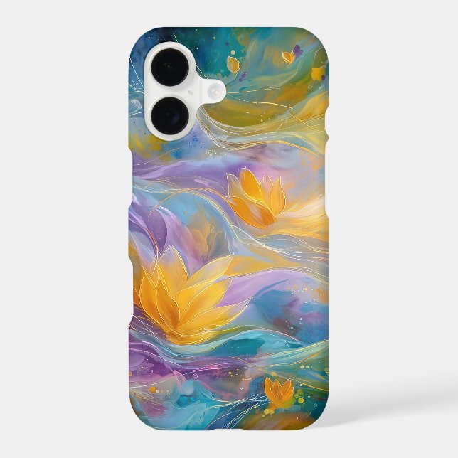 Abstract Golden Lotus Floating Flowers  iPhone Case (Back)