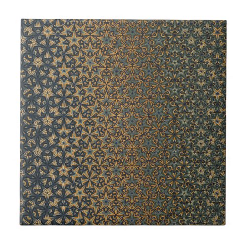 Abstract golden luxury floral generative geometric ceramic tile