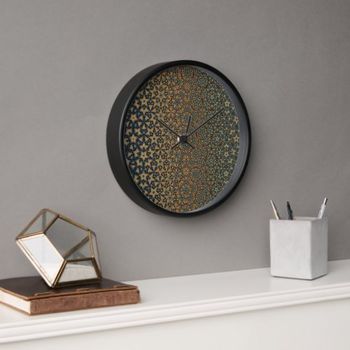 Abstract golden luxury floral generative geometric clock