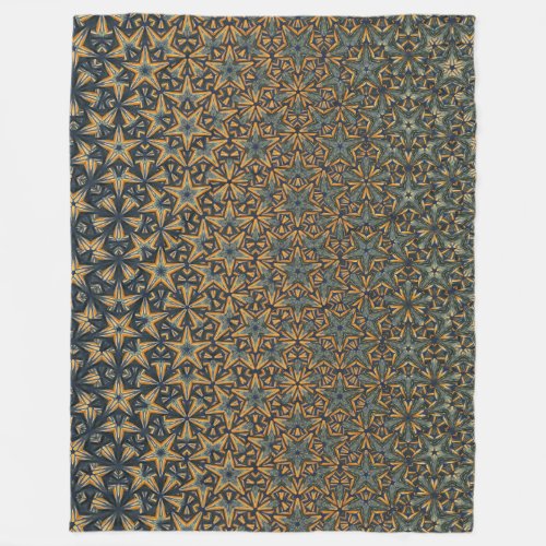 Abstract golden luxury floral generative geometric fleece blanket