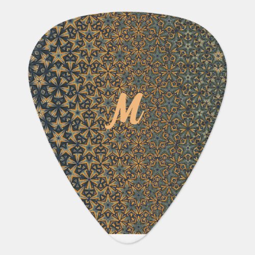 Abstract golden luxury floral generative geometric guitar pick