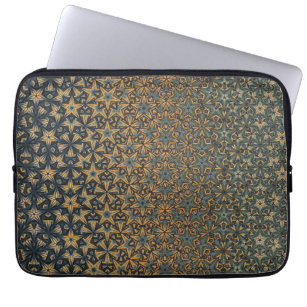 Abstract golden luxury floral generative geometric laptop sleeve