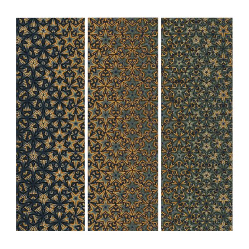Abstract golden luxury floral generative geometric triptych