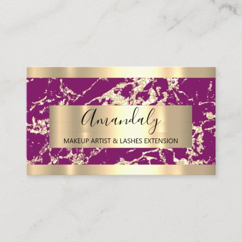 Abstract Golden Modern Marble Pink Frame  Business Card
