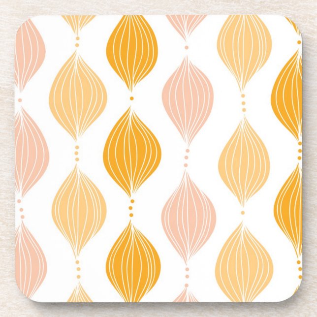Abstract golden ogee pattern background coaster (Front)