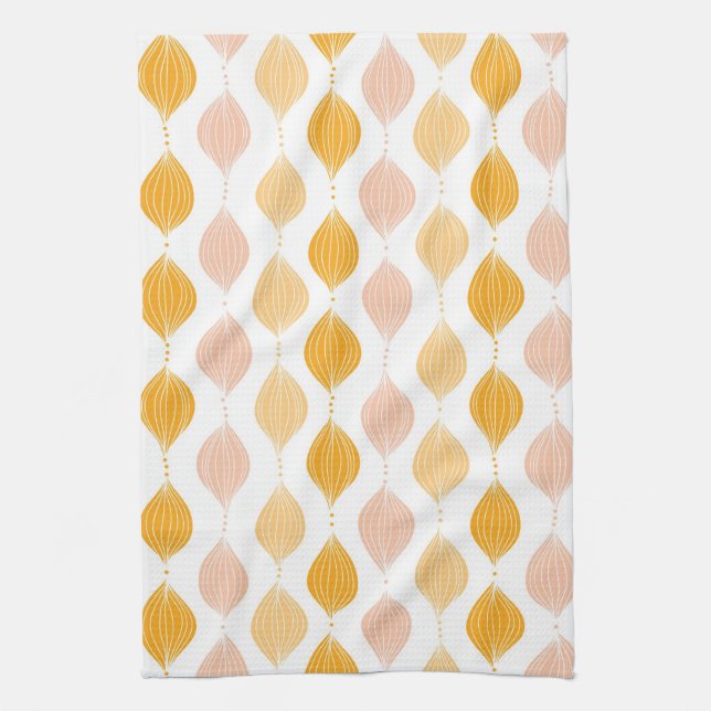 Abstract golden ogee pattern background kitchen towel (Vertical)