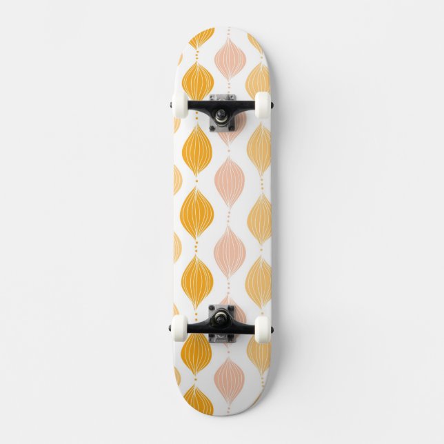 Abstract golden ogee pattern background skateboard deck (Front)
