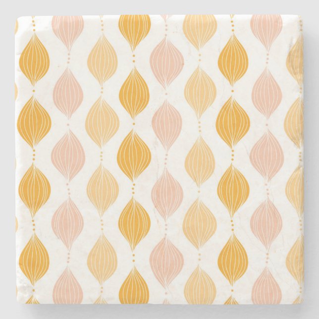 Abstract golden ogee pattern background stone coaster (Front)