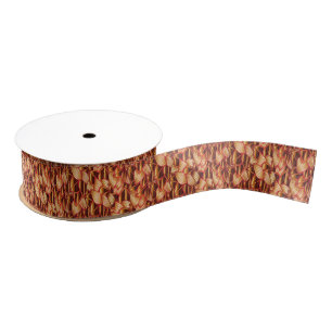 Abstract Golden Ruby Autumn Forest Branches  Grosgrain Ribbon