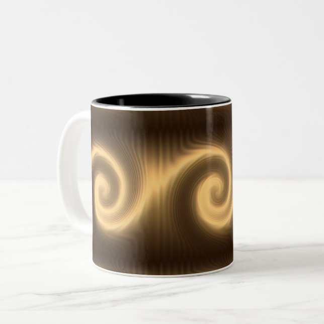 abstract golden spiral texture Two-Tone coffee mug (Front Left)