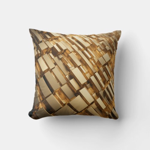 Abstract golden squares throw pillow