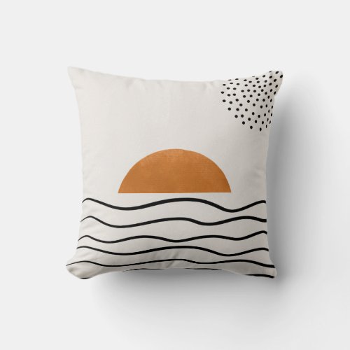 Abstract Golden Sunset Ocean Waves Throw Pillow