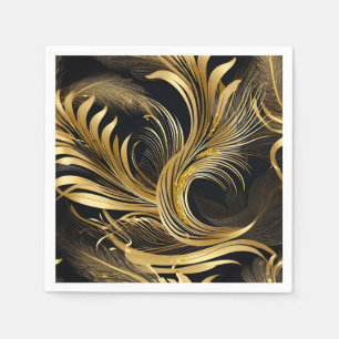 Abstract Golden Swirls Napkins