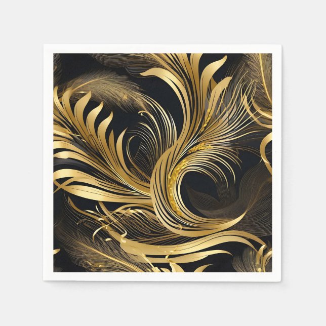 Abstract Golden Swirls Napkins (Front)