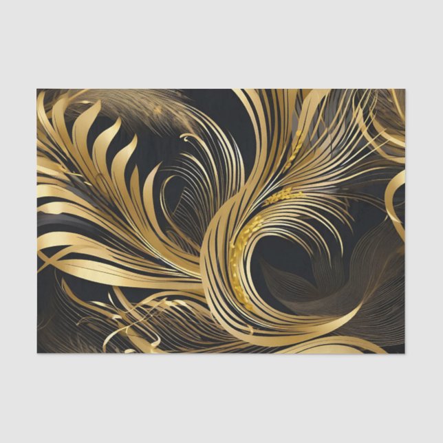 Abstract Golden Swirls Tissue Paper (Front)