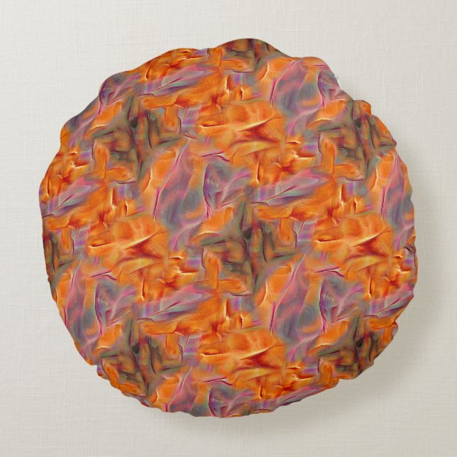 Abstract golden tamarin with crossed legs round pillow (Back)