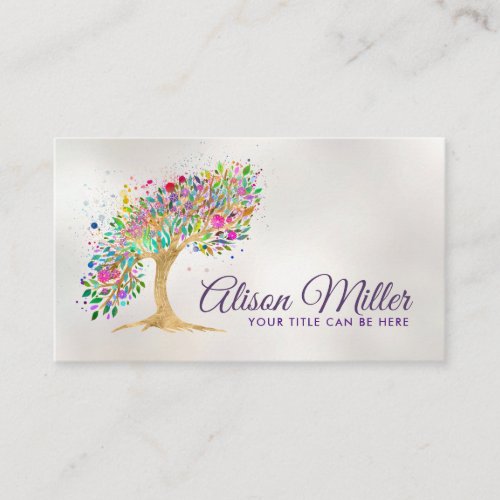 Abstract Golden Tree _ Colorful Foliage Business Card