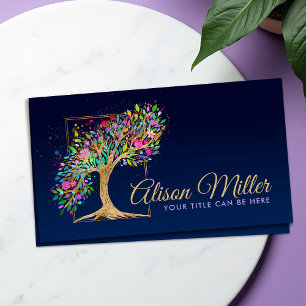 Abstract Golden Tree - Colorful Foliage Business Card