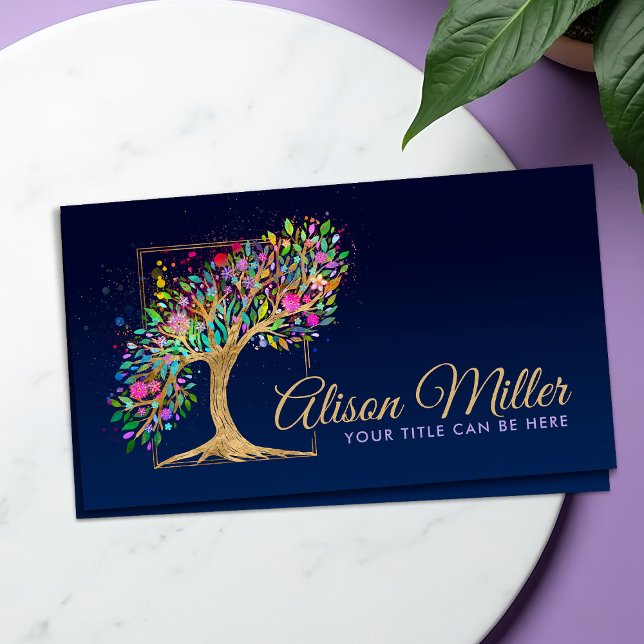 Abstract Golden Tree - Colorful Foliage Business Card (Creator Uploaded)