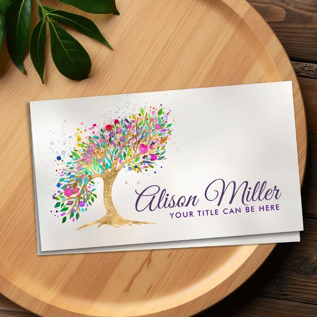 Abstract Golden Tree - Colorful Foliage Business Card (Creator Uploaded)