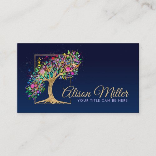 Abstract Golden Tree _ Colorful Foliage Business Card