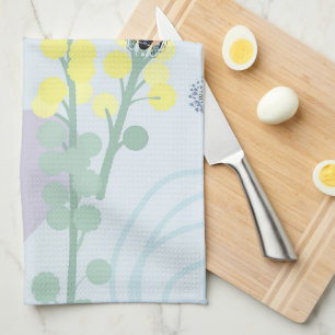 Abstract Golden Wattle Modern Acacia Illustrative  Kitchen Towel