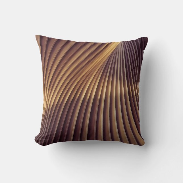 Abstract Golden Wave Lines Throw Pillow (Front)