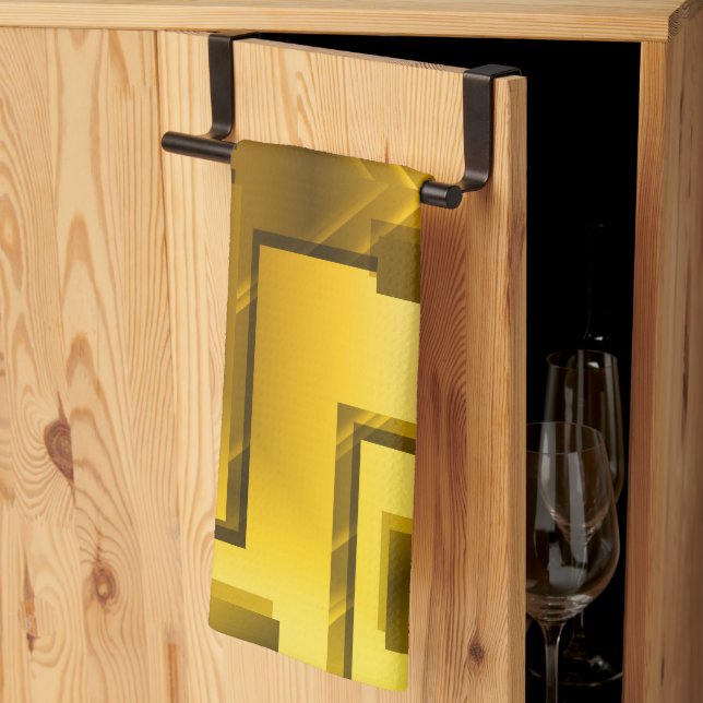 Abstract Golden Yellow Kitchen Towel (Thirds Fold)