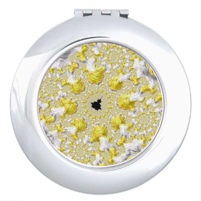 Abstract Golden Yellow Symmetrical Fractal Compact Mirror (Front)