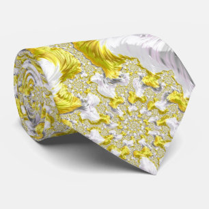 Abstract Golden Yellow Symmetrical Fractal Neck Tie