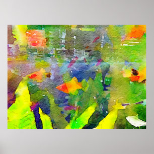 Abstract Goldfish Fish Bowl Aquarium Watercolor 2 Poster