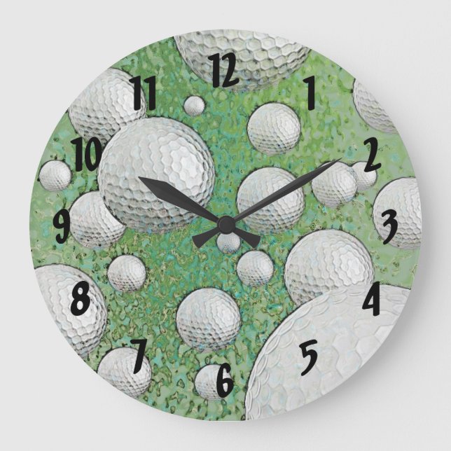 ABSTRACT GOLF BALLS LARGE CLOCK (Front)
