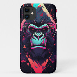 Abstract gorilla with bright colors iPhone 11 case
