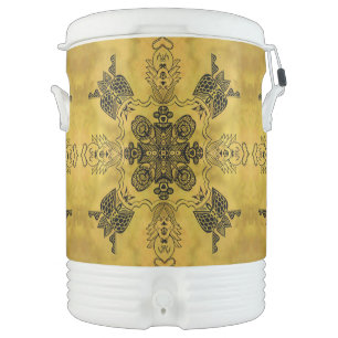 Abstract Goth Tribal Line Drawing Repeat Pattern Beverage Cooler