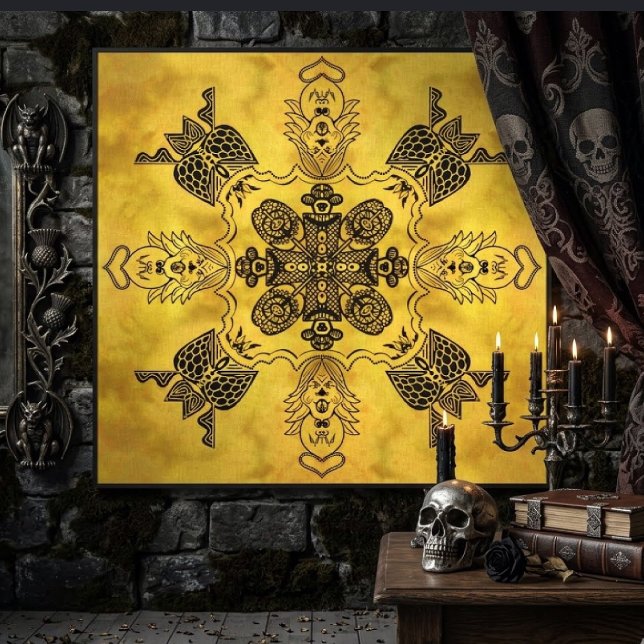 Abstract Goth Tribal Line Drawing Repeat Pattern Canvas Print (Creator Uploaded)
