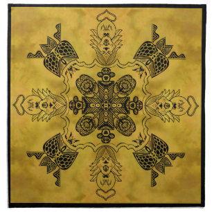 Abstract Goth Tribal Line Drawing Repeat Pattern Cloth Napkin