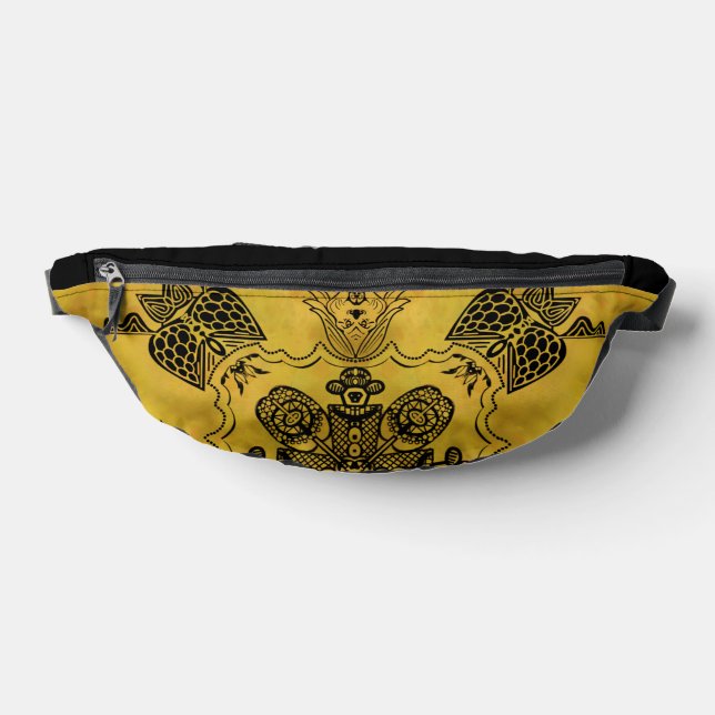 Abstract Goth Tribal Line Drawing Repeat Pattern Fanny Pack (Lay Down)
