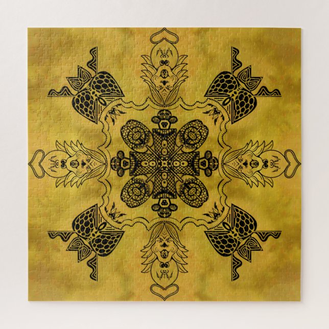 Abstract Goth Tribal Line Drawing Repeat Pattern Jigsaw Puzzle (Vertical)